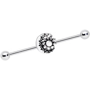 14G Crescent Moon with Star Dangle Industrial Barbell 38mm