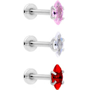 16G 3/8 Multicolor CZ Oval Gem Cats Eye Labret Set of 3