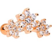 18G 5/16 Clear CZ Rose Gold Tone Flower Cartilage Tragus Earring