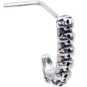 20G Ring of Skulls Faux Hoop L Shaped Nose Ring