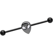 14G Clear Gem Black Alien Invader Industrial Barbell 38mm