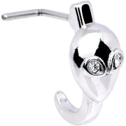 20G Clear Gem Alien Invader Faux Hoop L Shaped Nose Ring