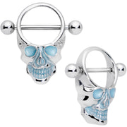 14G 9/16 Glow in the Dark Skull Nipple Shield Set