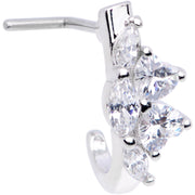 20G Clear Gem Hearts Faux Hoop L Shaped Nose Ring