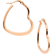 30mm Rose Gold Tone PVD Stainless Steel Heart Hoop Earrings
