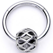 16G 3/8 Geometric Pattern Bead Hinged Segment Ring
