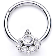 16G 3/8 Clear CZ Gem Geometric Hinged Segment Ring