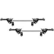 14G 9/16 Clear Gem Western Revolver Gun Barbell Nipple Ring Set