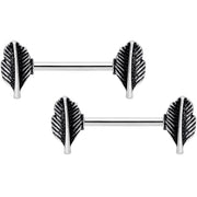 14G 9/16 Southwestern Feathers Barbell Nipple Ring Set
