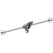 14G Aurora Gem Mystery Ray Gun Industrial Barbell 38mm