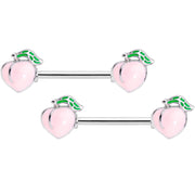 14G 9/16 Sweet Sweet Peach Barbell Nipple Ring Set