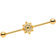 14G Clear CZ Gold Tone Elegant Industrial Barbell 38mm