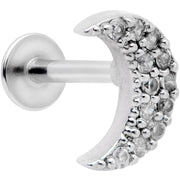 16G 5/16 Clear CZ Gem Crescent Moon Labret Monroe Tragus