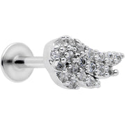 16G 5/16 Clear CZ Gem Angels Wing Labret Monroe Tragus