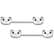 14G 9/16 Sweet Teddy Bear Barbell Nipple Ring Set