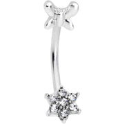 16G 3/8 Clear Gem Spring Fun Flower Curved Eyebrow Ring