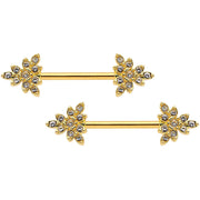 14G 9/16 Clear CZ Gem Elegant Triangle Nipple Ring Set