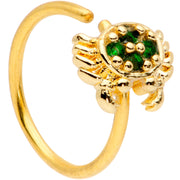 20G 5/16 Green CZ Gem Gold Tone Nautical Crab Nose Hoop