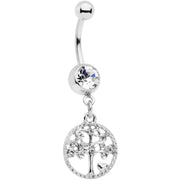 Clear Gem Love Tree of Life Dangle Belly Ring