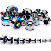 Aurora Gem Blue Orb Nautical Vibe Double Flare Plug Set 6mm to 25mm