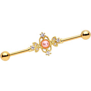 14G Clear CZ Gem Pink Orb Fit for a Queen Industrial Barbell 38mm