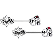 14G 9/16 State of Zen Yoga Om Lotus Flower Nipple Ring Set