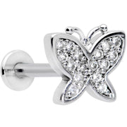 16G 5/16 Clear CZ Gem Spring Butterfly Labret Monroe Tragus