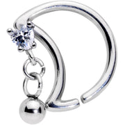 16G 3/8 Clear CZ Gem Crescent Moon Heart Dangle Closure Ring