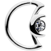 16G 3/8 Clear Gem Crescent Moon Closure Ring
