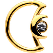 16G 3/8 Clear Gem Gold Tone Crescent Moon Closure Ring