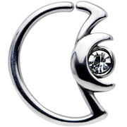 18G 3/8 Clear Gem Crescent Moon Closure Ring