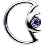 18G 3/8 Purple Gem Crescent Moon Closure Ring