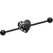 14G Black Angels Wing Industrial Barbell 38mm