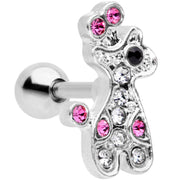 16G 1/4 Clear Pink Gem Giraffe Cartilage Tragus