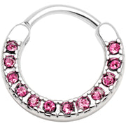 16G 3/8 Pink Gem Paved Septum Clicker