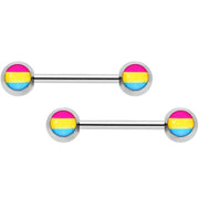 14G 9/16 Red Yellow Blue Pansexual Pride Barbell Nipple Ring Set