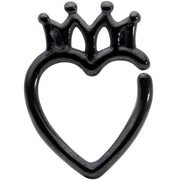 16G 5/16 Black Royal Crown Heart Right Ear Closure Ring