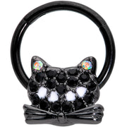 16G 3/8 Black Aurora Gem Black Cat Hinged Segment Ring