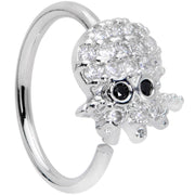 18G 3/8 Clear Black CZ Gem Nautical Octopus Nose Hoop
