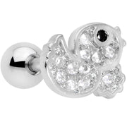 16G 1/4 Clear Black CZ Gem Ducky Cartilage Tragus Earring