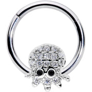 16G 5/16 Clear Black CZ Gem Nautical Octopus Hinged Segment Ring