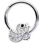 16G 5/16 Clear Black CZ Gem Ducky Hinged Segment Ring