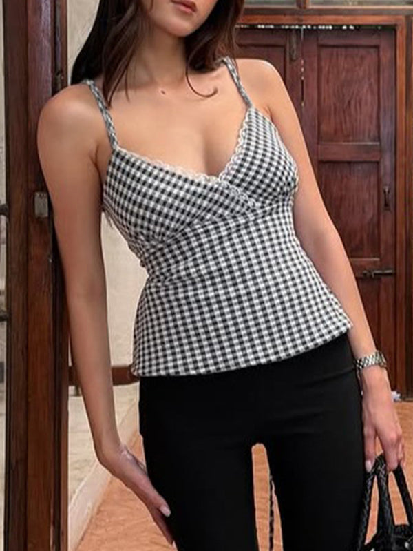 V-Neck with Lace Panels Cami Top
