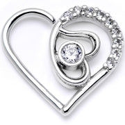 16G 1/4 Clear CZ Gem Double Heart Left Ear Closure Ring