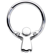 16G 3/8 Clear Gem Tiny Angel Hinged Segment Ring