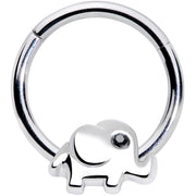 16G 3/8 Black Gem Baby Elephant Hinged Segment Ring