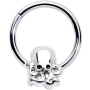 16G 3/8 Black Gem Nautical Octopus Hinged Segment Ring