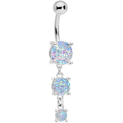 White Gem Triple Drop Dangle Belly Ring