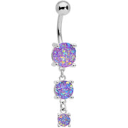 Purple Gem Triple Drop Dangle Belly Ring