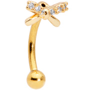16G 5/16 Clear Gem Gold Tone Ribbon Bow Curved Eyebrow Ring